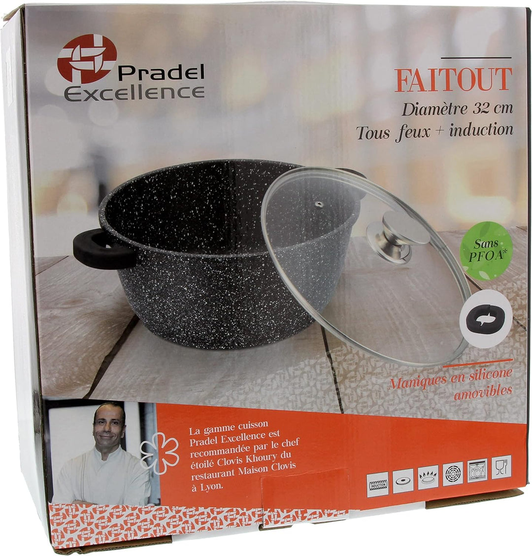 Pradel Excellence 52342M, Aluminiumguss, Durchmesser 32 cm, Schwarz Kochtopf, Aluminium