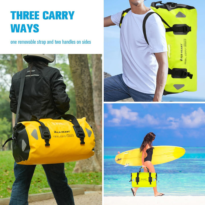 WILD HEART wasserdichte Reisetasche, 40 l 66 l, 100 l, mit verschweissten Nähten, Schultergurten, Ne