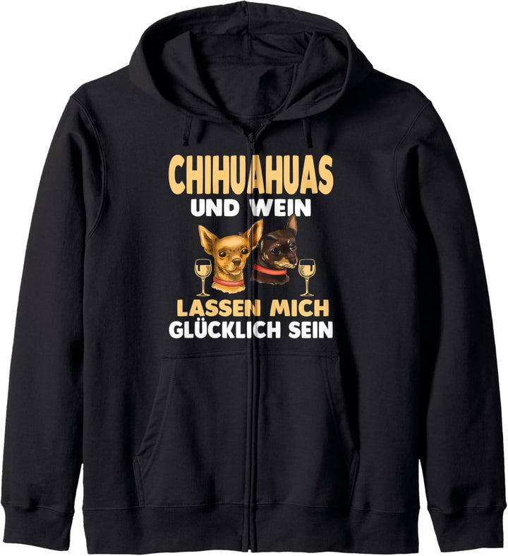 Chihuahua und Wein Kapuzenjacke