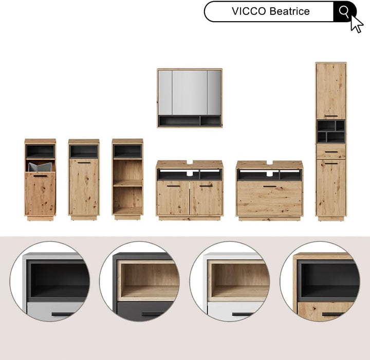 Vicco Midischrank Beatrice, Anthrazit, 38 x 93 cm, Anthrazit
