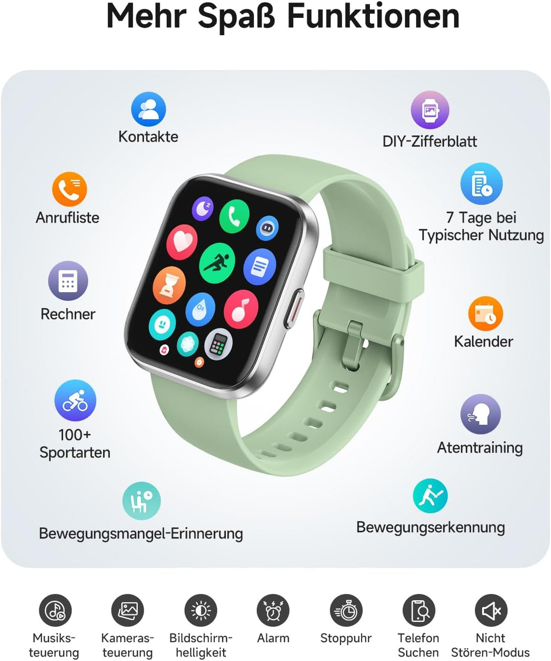 Smartwatch Herren Damen, 1,8" AMOLED-Display Smart Watch mit Telefonfunktion Alexa, Fitnessuhr mit H