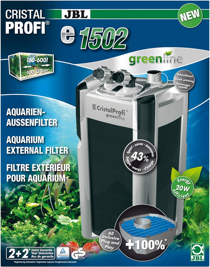 JBL CristalProfi e1502 greenline Aussenfilter 160-600 Litern Single, 160-600 Litern Single