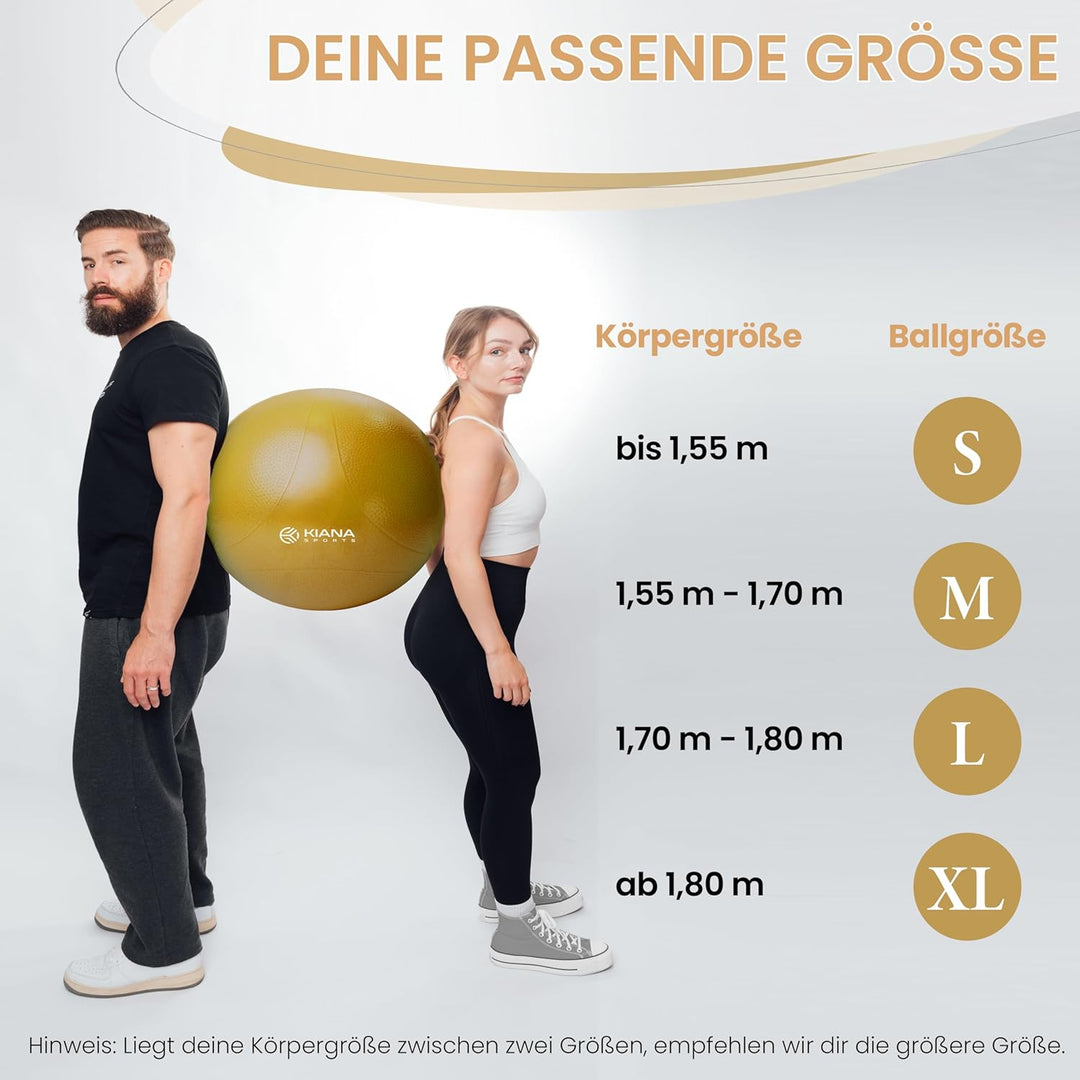 Gymnastikball & Sitzball - 4 Grössen - Deutsche Entwicklung - Rutschfester Yoga Ball mit Noppen - Ex