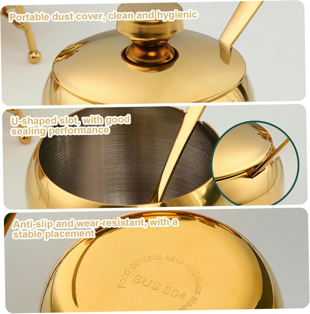 Zuckerbehälter, 3 Sets Gewürzbehälter aus Edelstahl 304 mit Löffel und Deckel, luftdichter Zucker- u