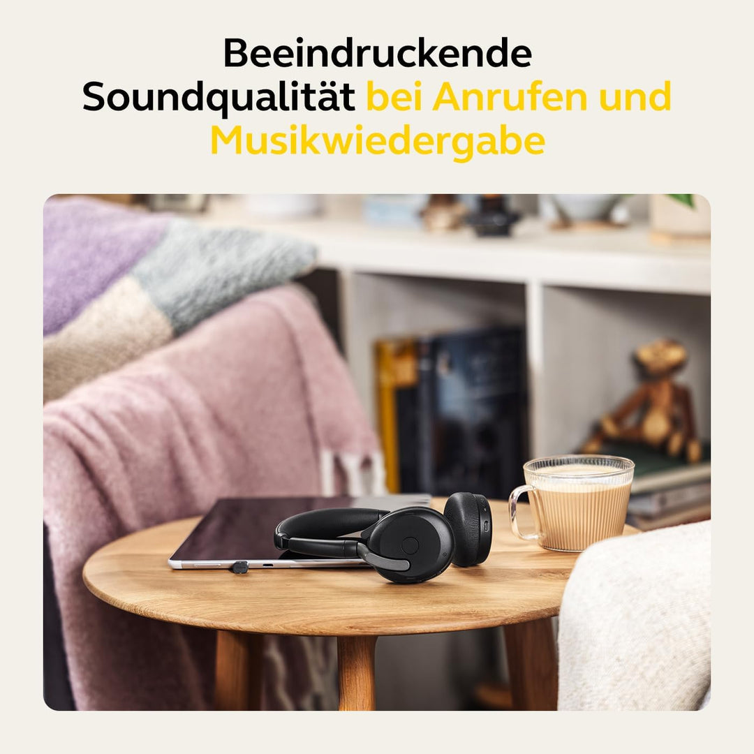Jabra Evolve2 65 Flex - Stereo-Bluetooth-Headset mit Wireless-Charging-Pad, geräuschunterdrückender