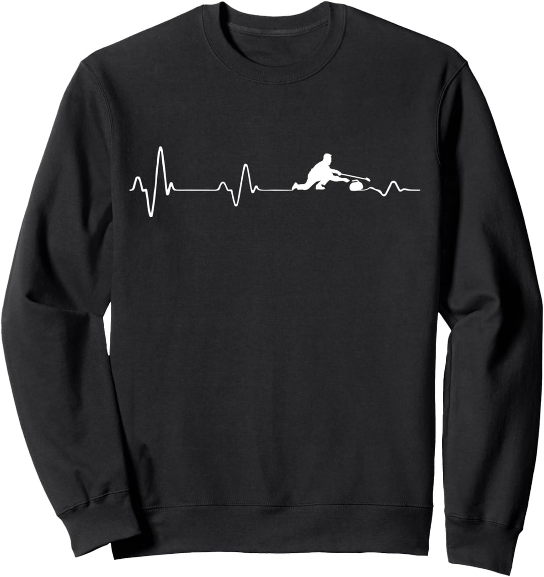 Curling Herzschlag Puls Wintersport Eisstockschiessen Sweatshirt