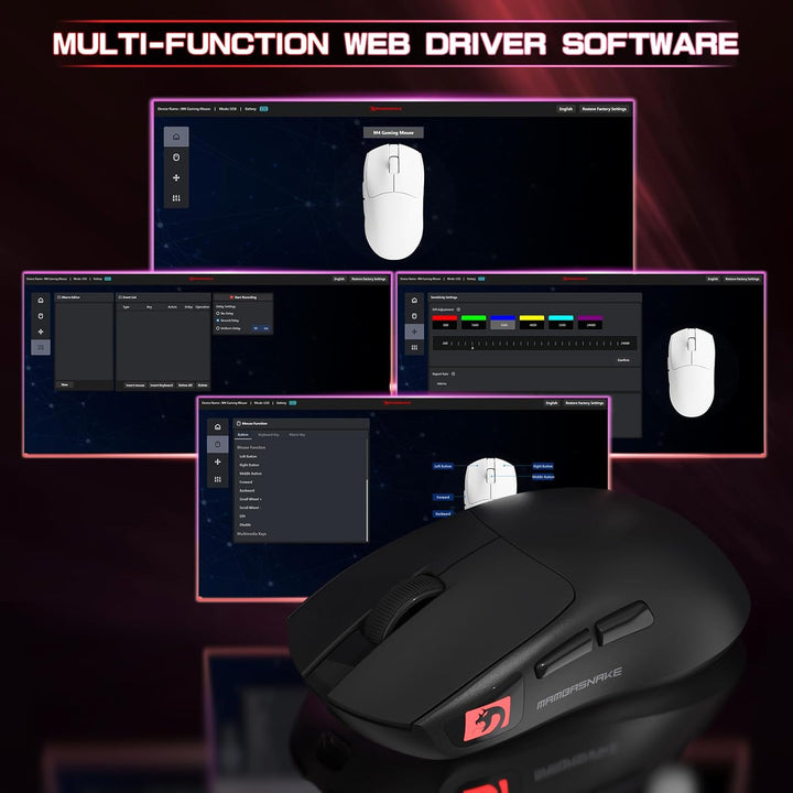 MAMBASNAKE M4 Ultra-Leichte Kabellose Gaming-Maus, 53g, PAW3311 Sensor, 24000 DPI, Tri-Mode Bluetoot