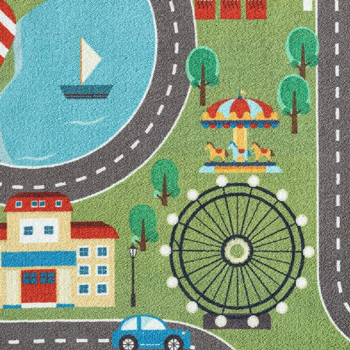Teppich-Traum Kinder Spielteppich mit Stadtlandschaft auf Wiese in grün Grösse 160 cm Rund 160 cm (R