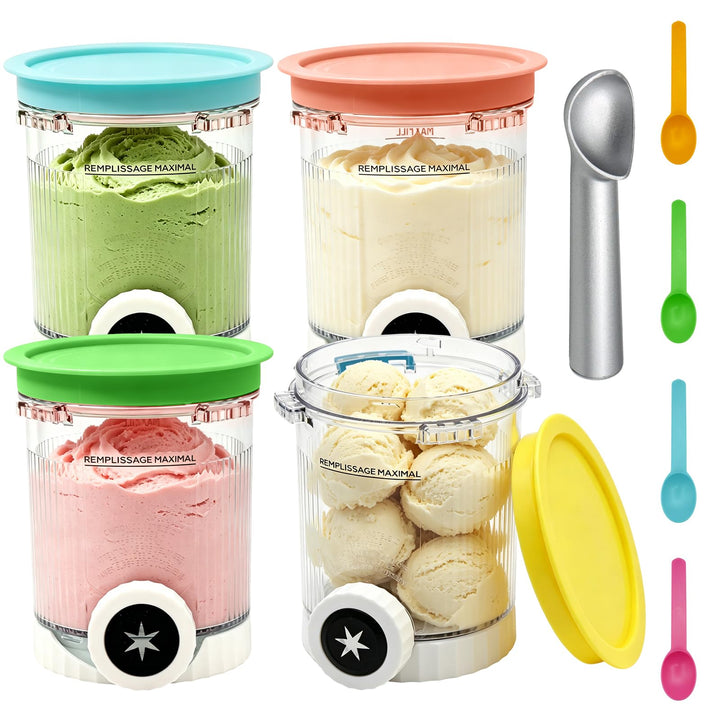 4 Stück für Ninja Swirl Creami Behälter, 480 ml Eisbehälter für NC701 &amp; NC700 Serie Eismaschinen, Ei
