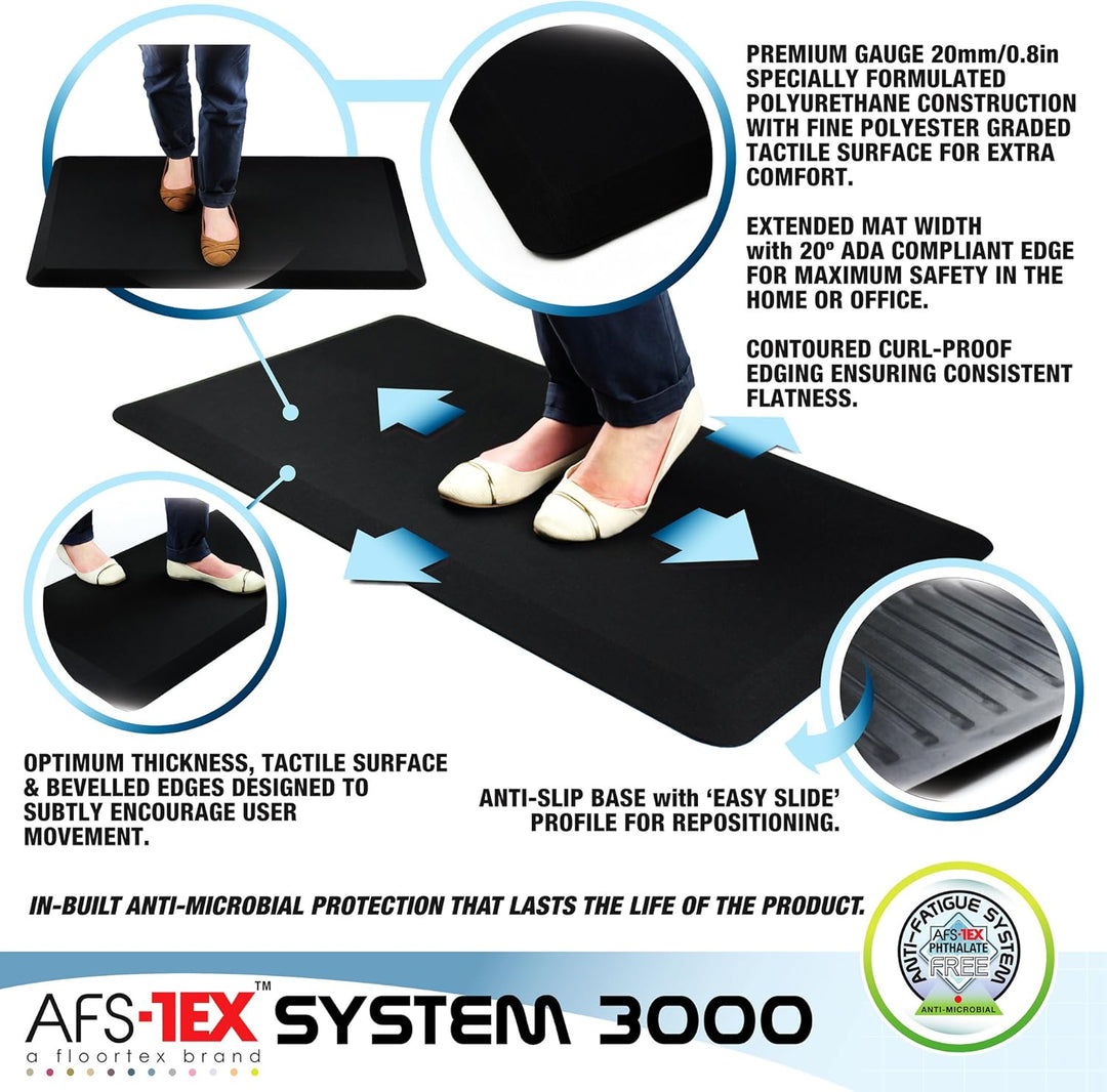 afs-tex System 3000 rechteckig Matte Anti-Müdigkeit, 50 x 100 cm, Carbon Schwarz (fc35199abm) 20" x