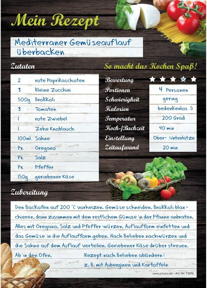 PRICARO Rezeptordner mit Rezeptblock "Mediterran", A5