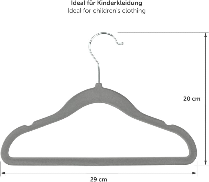 Laleni Kinderkleiderbügel 30 Stück + Samtbezug - platzsparende Kleiderbügel Kinder - 360° drehbare K