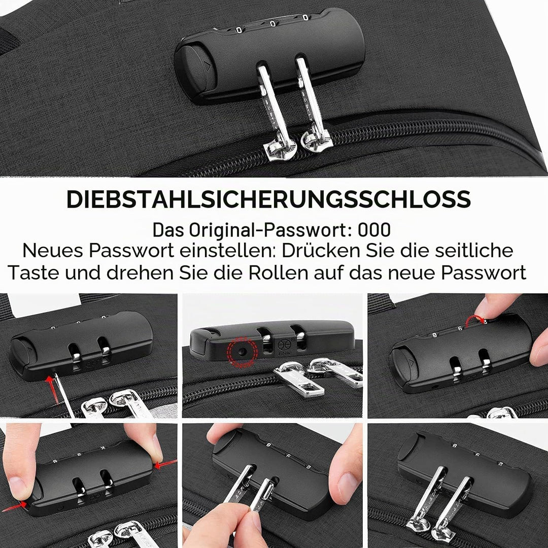 AMBOR Laptop Rucksack Herren, 17,3 Zoll Business Wasserdichter Rucksack Tasche mit USB Port&Schloss