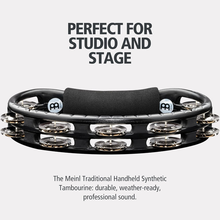 Meinl Percussion TMT1BK Tambourine (ABS-Plastik) mit Stahlschellen (2-reihig) - Handmodell, schwarz