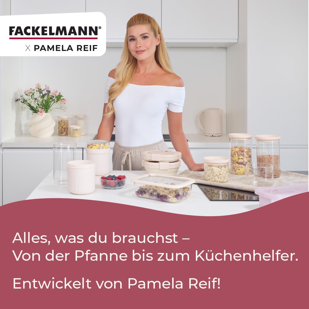 FACKELMANN x Pamela Reif Vorratsbehälter aus Glas mit Silikondichtung – 4 Stück in pastell-beige, 50