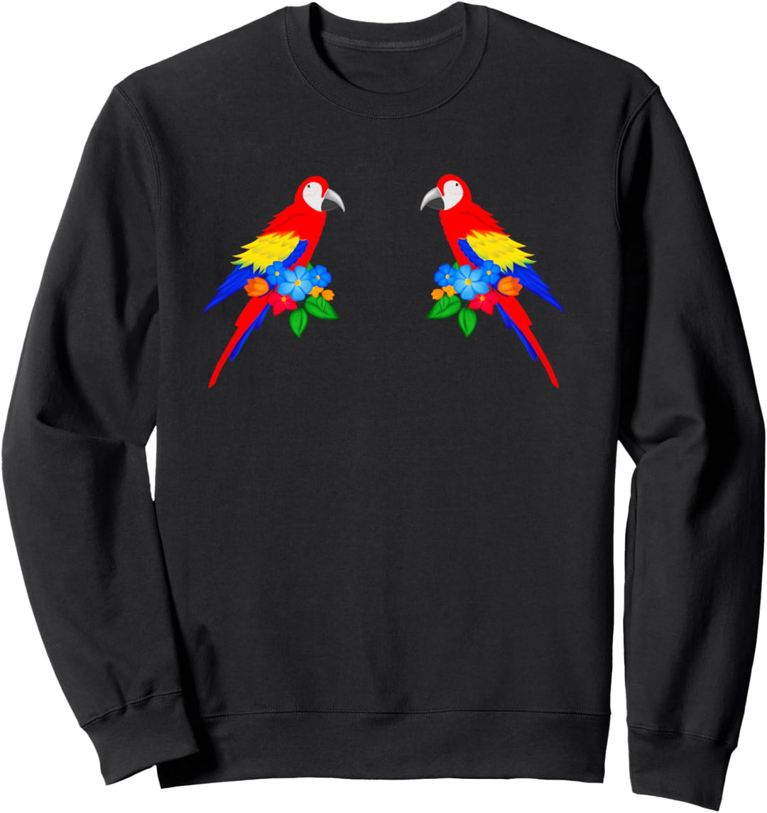 Zwei Papagei mit Blumen Sweatshirt