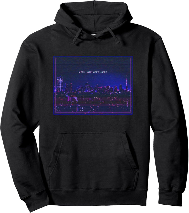 Vaporwave-Ästhetik Tokio Glitch Retro 90er Lofi Stadtbild Pullover Hoodie