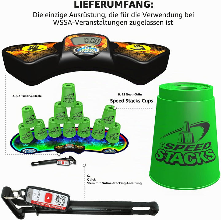 Speed Stacks Sport Stacking-Set Neon Green, Neon Green