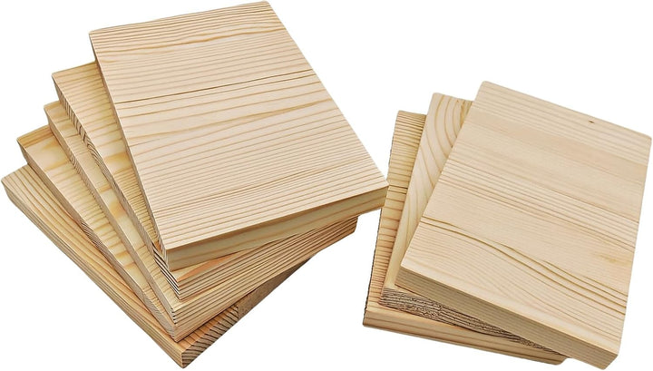 Rechteckige Holzbretter, unlackierte Holzblöcke zum Basteln, 15 x 10 x 1,5 cm, blanko, zum Schnitzen