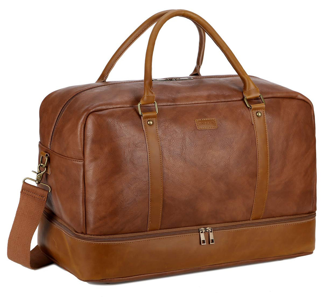 BAOSHA Grosse Reisetasche aus Leder mit Schuhfach HB-38 Braun, Braun