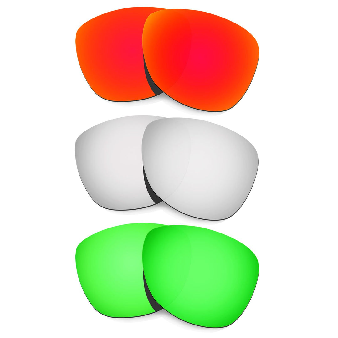 HKUCO Plus Mens Replacement Lenses For Oakley Frogskins Sunglasses Red/Titanium/Emerald Green Polari