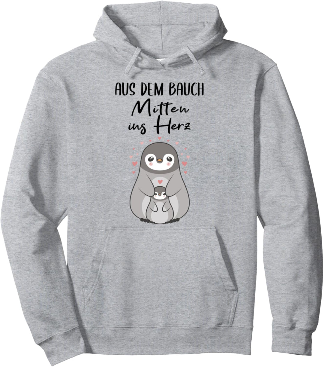 Aus dem Bauch Mitten ins Herz süsses Pinguin Kinder Pullover Hoodie