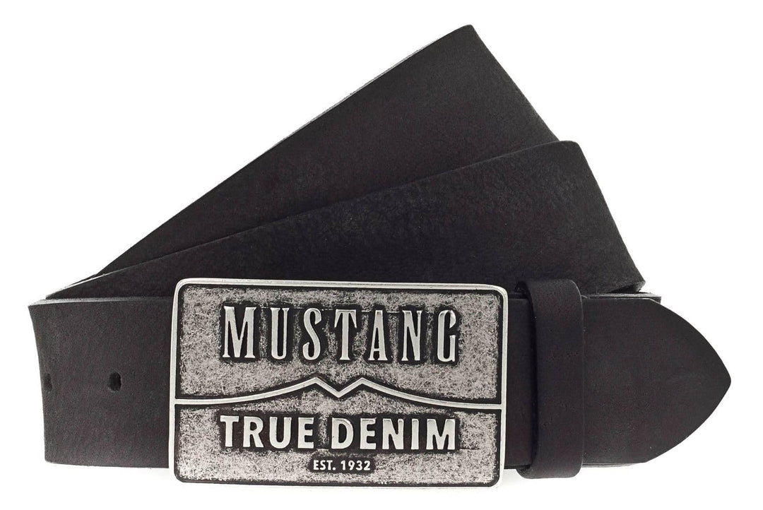 MUSTANG Herren Ledergürtel MG2170R17 40mm Gürtelbreite Schwarz Braun 80-115 W105 Black 0790, W105 Bl