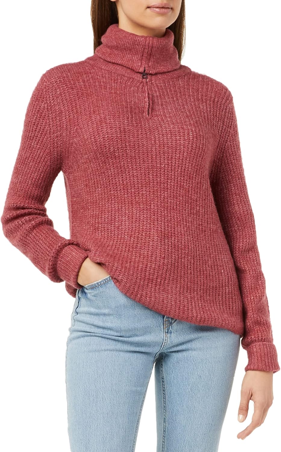 ONLY Damen Onlkarinna L/S Zip Ex KNT Pullover XS Mauvewood/Detail:w. Melange, XS Mauvewood/Detail:w.