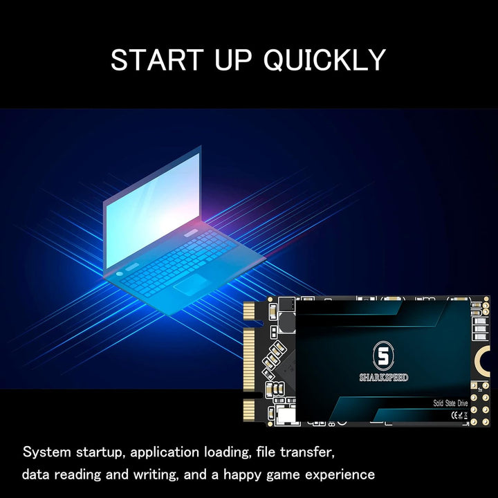SHARKSPEED SSD 256GB M.2 2242 42mm NGFF TLC 3D NAND SATA 3 (6Gb/s), SSD Festplatte Interne Solid Sta