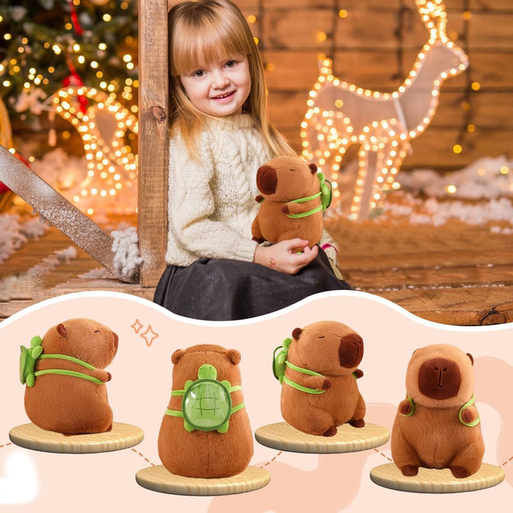Meleager Capybara Kuscheltier, Plüschtier für Kinder, Capybara mit Schildkrötenrucksack, Stofftier G