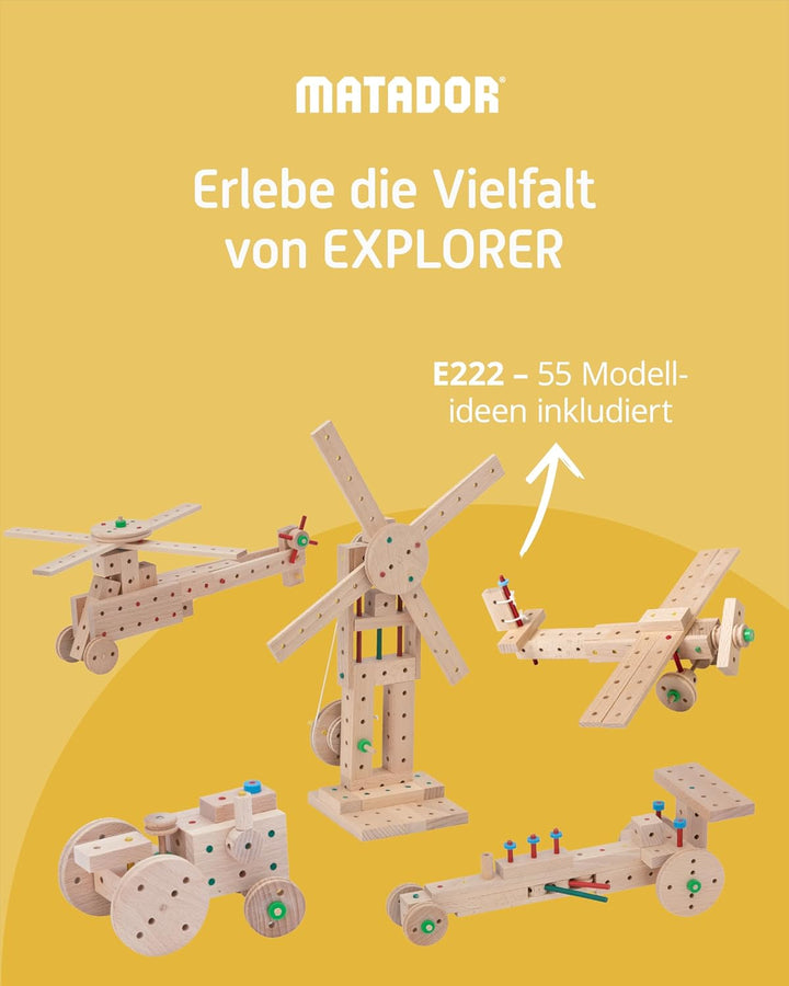 Matador 11222 E222 Baukasten, ab 5 Jahren, holzfarben, bunt