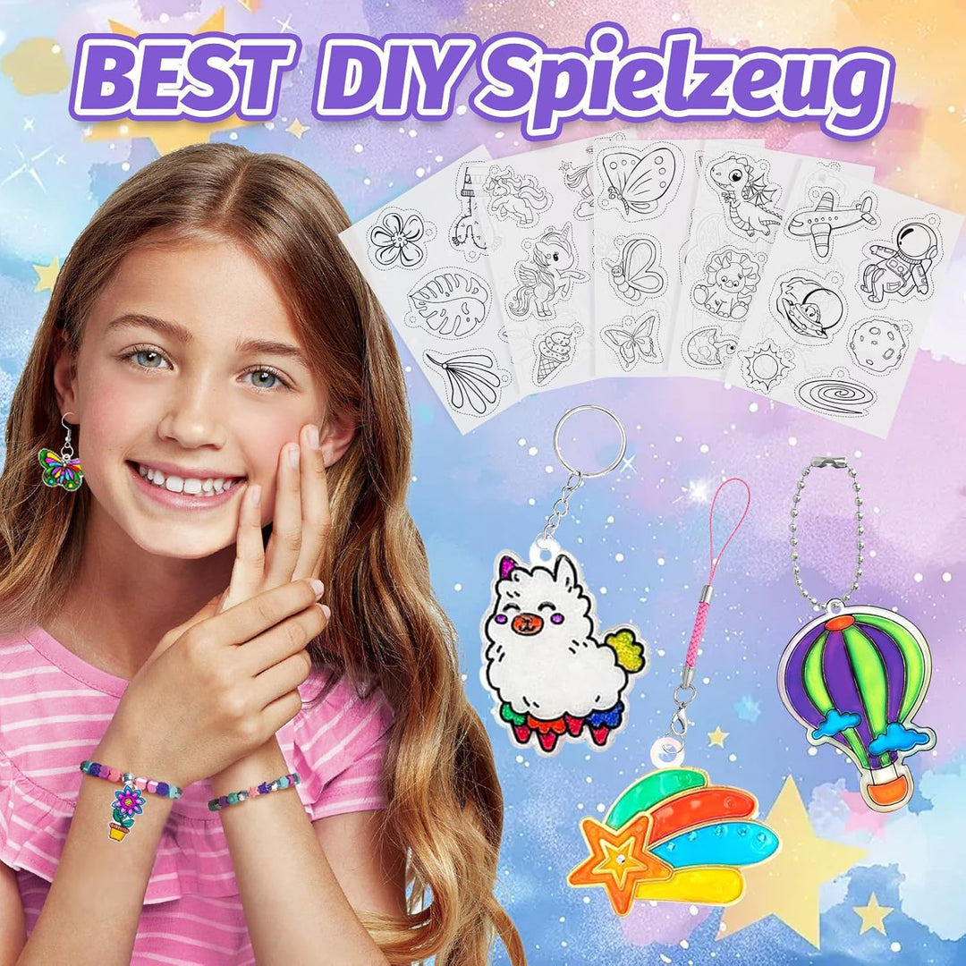 Gushu 208 Stück Schrumpffolie Set zum Schlüsselanhänger set, Bastelset 30 A5 Schrumpffolie,165 Schlü