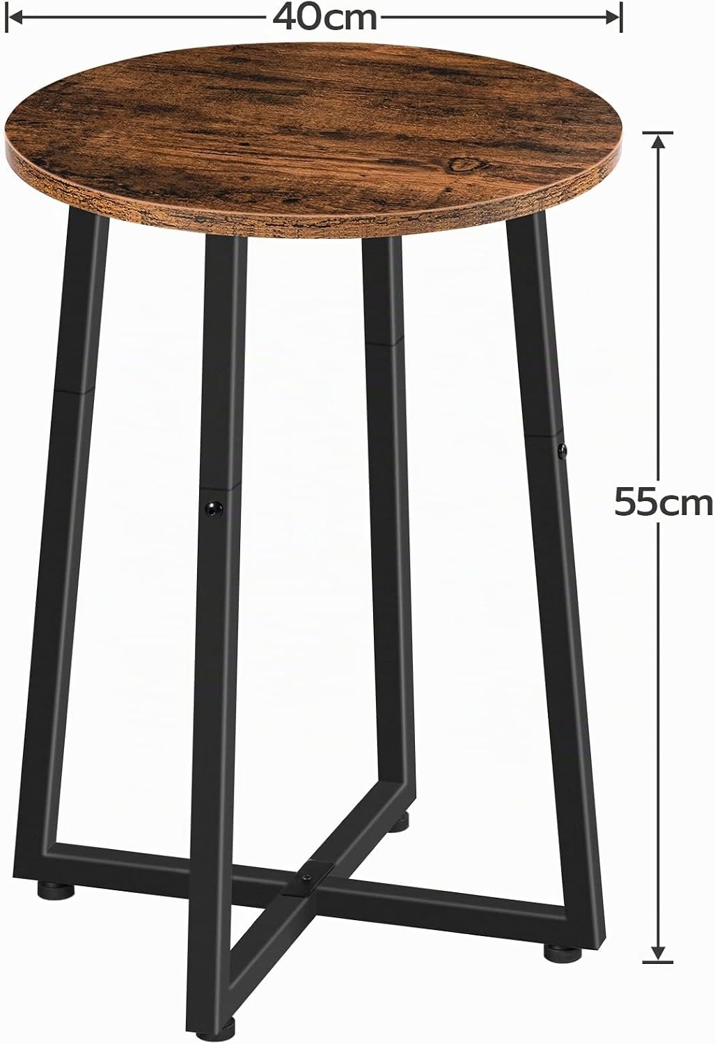HOOBRO Beistelltisch, Couchtisch mit Stabilem X-Förmigem Metallrahmen, 40 cm Nachttisch Kleiner rund