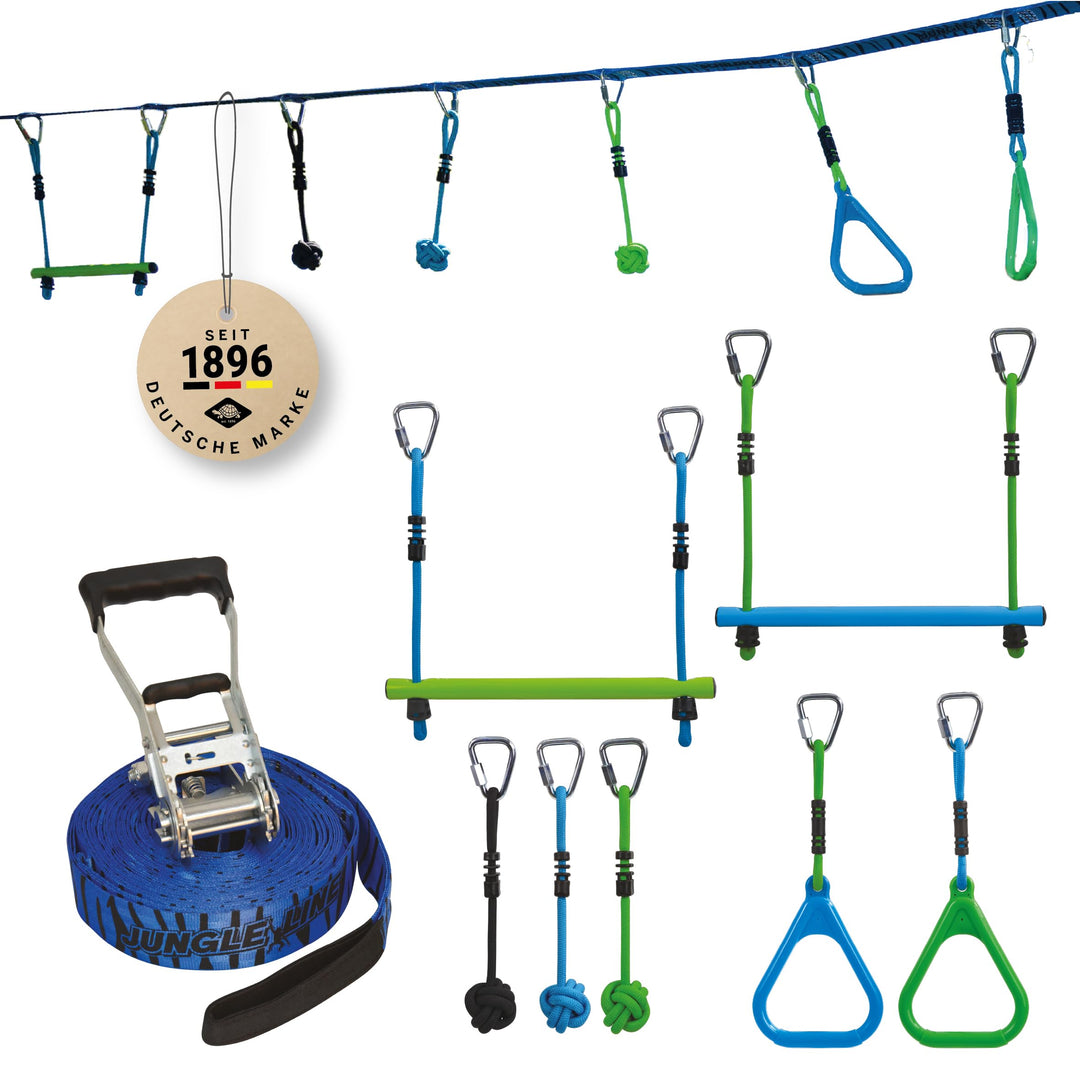 Schildkröt® Jungle Line Hangelparcours Set für Kinder und Erwachsene, 11 Meter, Outdoor Ninja Parcou