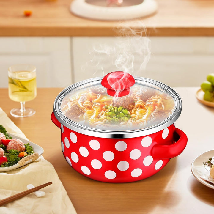 VINTORKY Emaille Mini Suppentopf Set Mit Deckel Und Griff Kleine Suppentöpfe Für Zuhause Vielseitige
