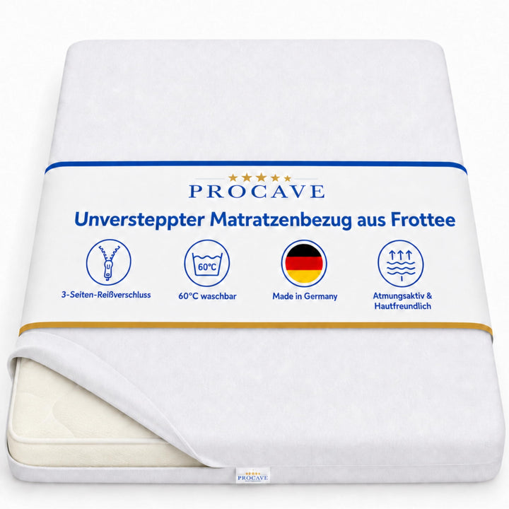 PROCAVE Matratzenbezug 200x210 cm Frottee unversteppt | Matratzen-Höhe 16-22cm | Matratzenschoner 20