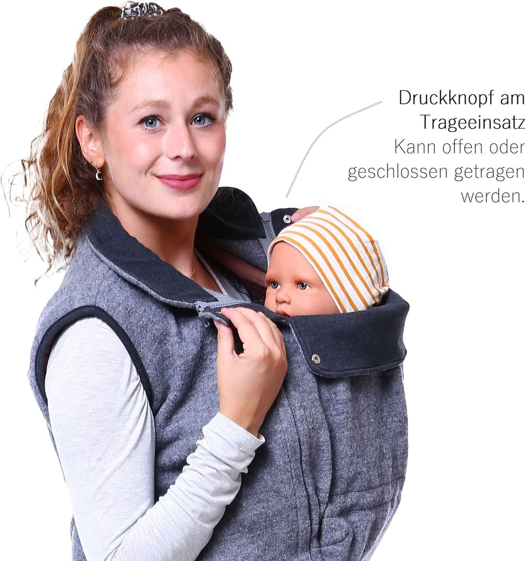 Viva la Mama - Wollweste Trageweste aus Wolle zum Babytragen Umstandsweste - PEVE - grau - M M Grau,