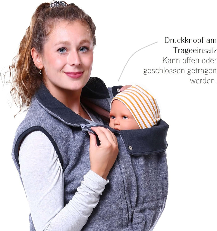 Viva la Mama - Wollweste Trageweste aus Wolle zum Babytragen Umstandsweste - PEVE - grau - M M Grau,