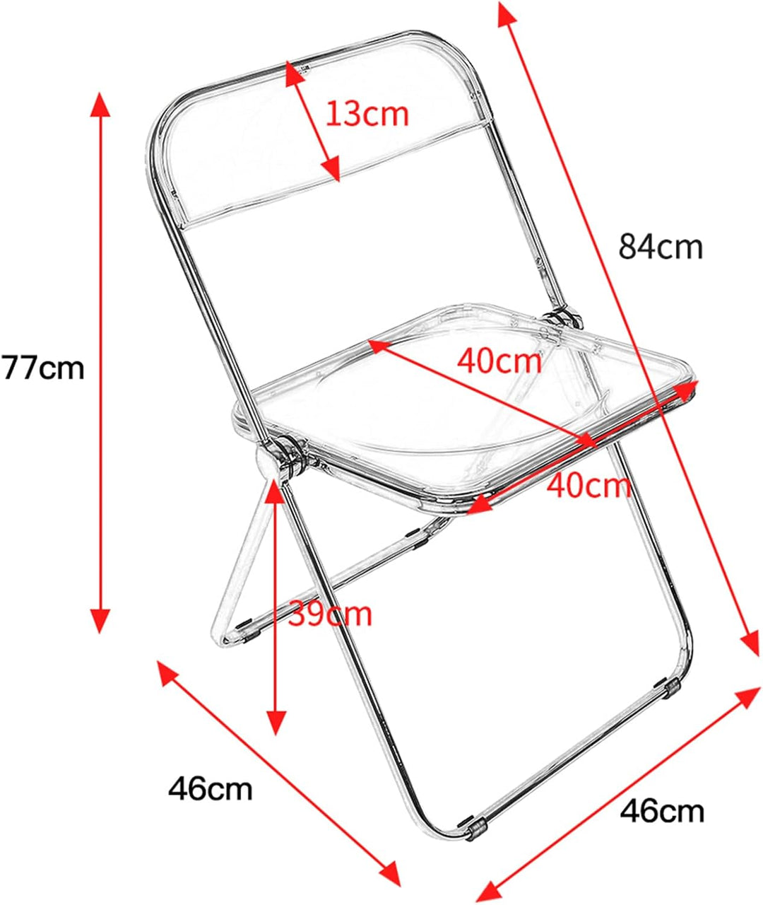 homewell Esszimmerstühle 1er Set, Alek-Klappstühle mit Chromrahmen Stilvoll, Luxus Transparenter Kla