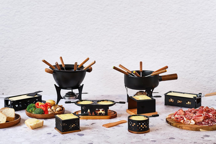 Cosy &amp; Trendy Raclette-Gerät oval aus Edelstahl + 2 Spatel, für 2 Personen, Schwarz Mittel Schwarz,