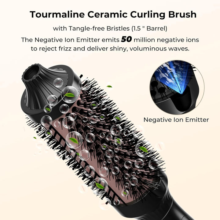 UKLISS Thermobürste 38mm, Thermal Brush 3 in 1, Pro Ionische Thermo Rundbürste mit LCD-Anzeige 120-2