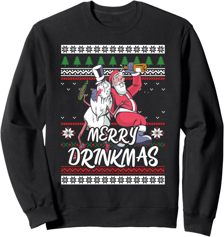 Merry Drunkmas Betrunkener Weihnachtsmann Weihnachtspulli Sweatshirt