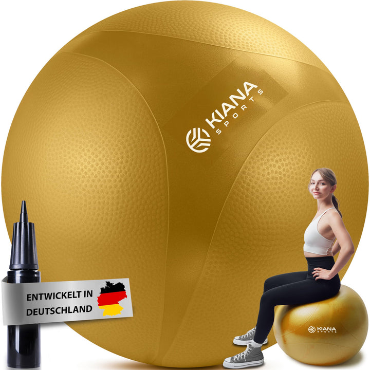 Gymnastikball & Sitzball - 4 Grössen - Deutsche Entwicklung - Rutschfester Yoga Ball mit Noppen - Ex