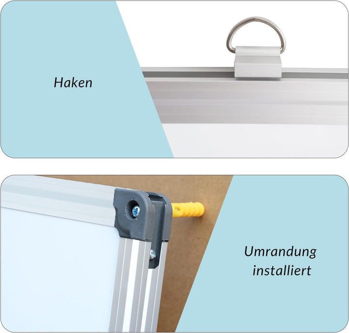 XIWODE Whiteboard 60cm x 45cm mit Stiftablage, Pinnwand Tafel, Magnettafel, Magnetpinnwand, beschrei