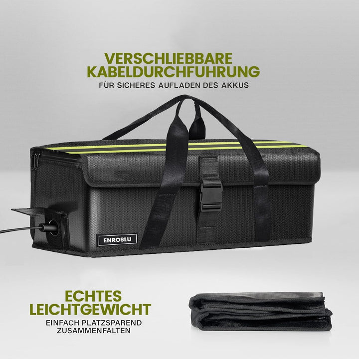 ENROSLU Ebike Akkutasche, 8 Schichten Brandschutz, Feuerfeste Akkutasche bis 1800 °C, Wasserdicht, E