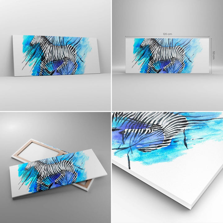 Wandbilder Dekoration Wohnzimmer Zebra Streifen Tierwelt Pelz Panorama Bilder auf Leinwand 120x50cm