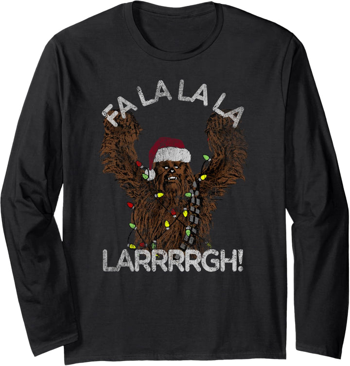 Star Wars Chewie Fa La La La Holiday Text Langarmshirt