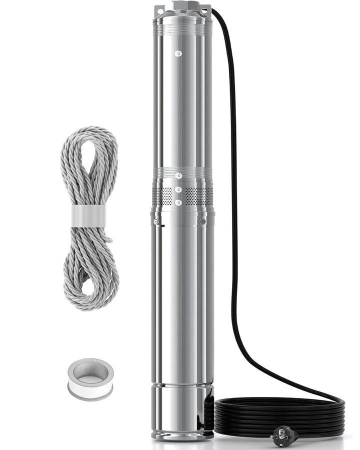 LANCHEZ Tiefbrunnenpumpe, 120 L/min Brunnenpumpe, (Max. Förderhöhe 75 M | IP68 | 230V/50Hz | mit 10M