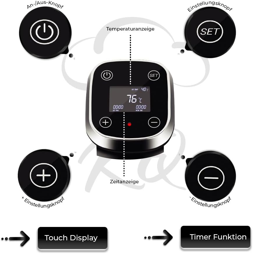 KitchenQuality Sous Vide Garer Stick | IPX7 wasserdicht Sous Vide Garer | 1300 Watt | Touch Display