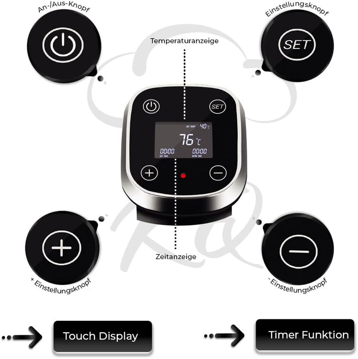 KitchenQuality Sous Vide Garer Stick | IPX7 wasserdicht Sous Vide Garer | 1300 Watt | Touch Display